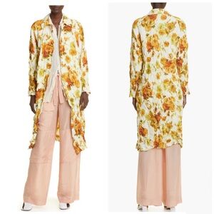 DRIES VAN NOTEN Raltonas Crush Crinkled Floral Coat Designer Medium Retro